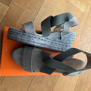 Castaner Gray Espadrille Wedge Sandals with Elastic Straps 10